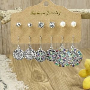 6pairs/set Boho Drop Dangle Earrings Stud Earrings